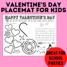 Load image into Gallery viewer, Valentine&#39;s Day Party Place Mat for Kids
