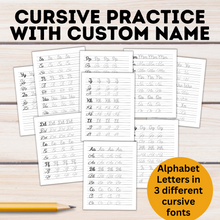 Load image into Gallery viewer, Cursive Practice with Custom Name | Practice Your Name in Cursive | Cursive Alphabet
