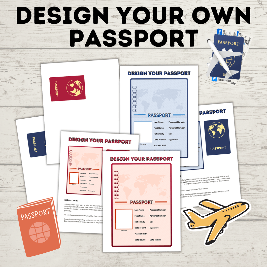 Design your own Passport Craft and Printable | Travel Craft | Passport Craft