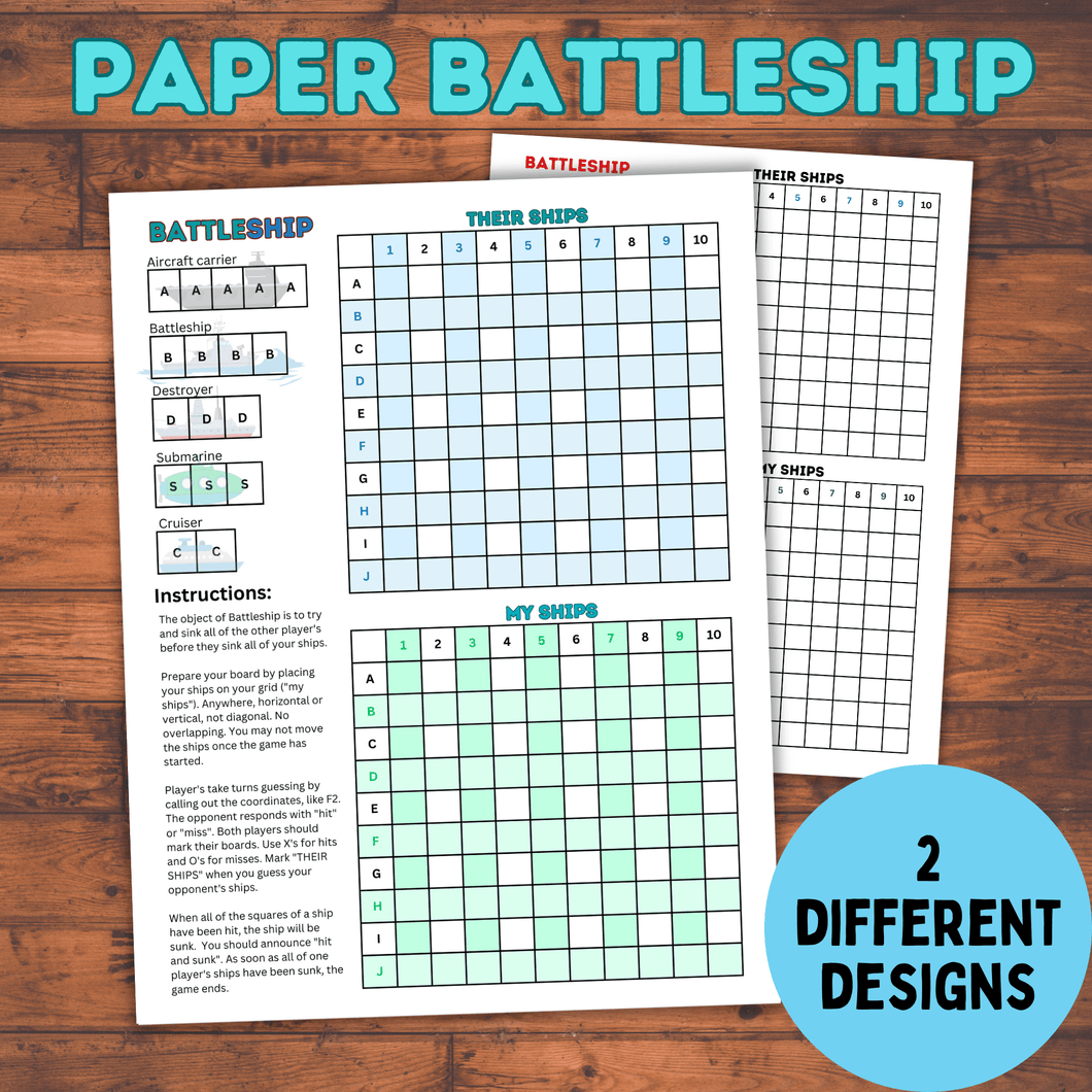 Battleship Paper Game