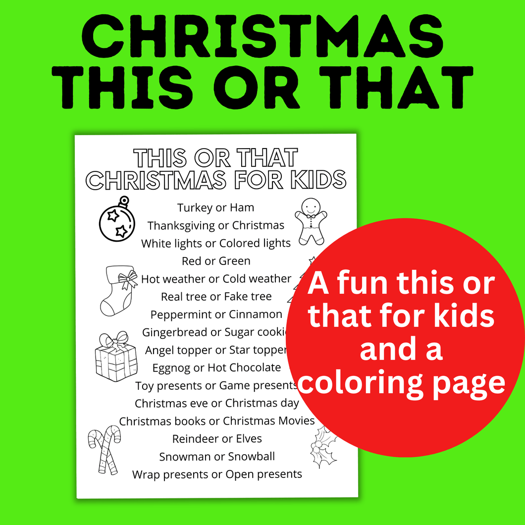 This or That Christmas for Kids