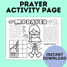 Load image into Gallery viewer, Prayer Activity Page for Kids | Sunday School Activity Page | Teach kids to Pray | Prayer Activities | Prayer Craft | Kids Crafts | Digital
