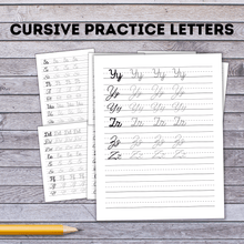 Load image into Gallery viewer, Cursive Alphabet Practice Sheets with Different Fonts | Handwriting Practice | Handwriting Cursive | Cursive Practice Sheets
