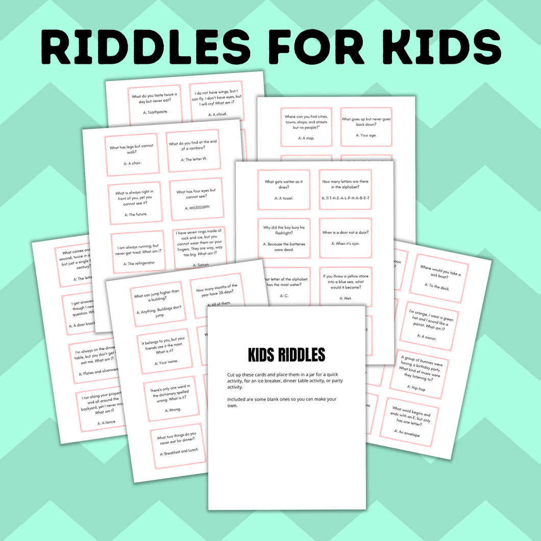 Kid's Riddle Cards | Kid's Riddle Questions | Riddles for Kids