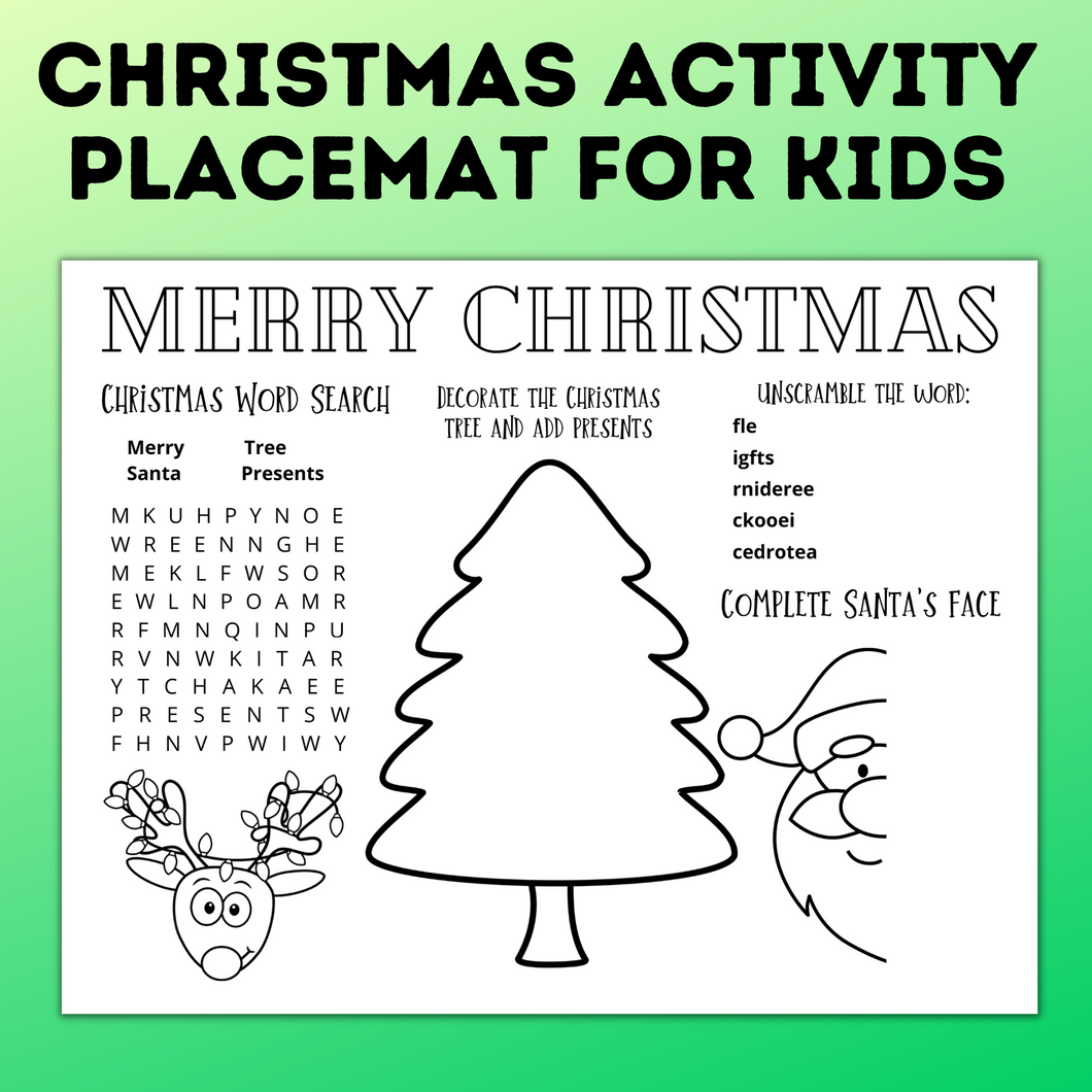 Christmas Activity Placemat for Kids