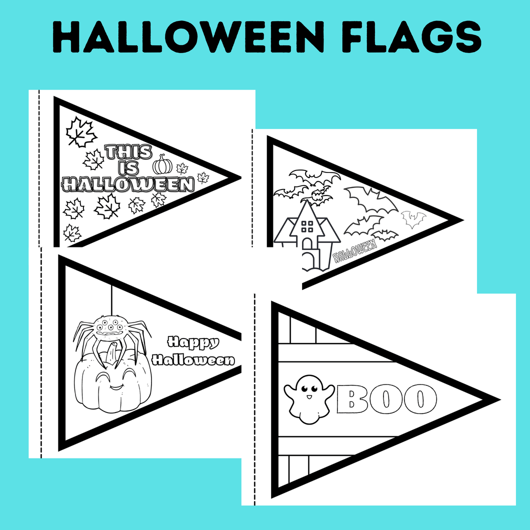 Coloring Halloween Flags for Kids