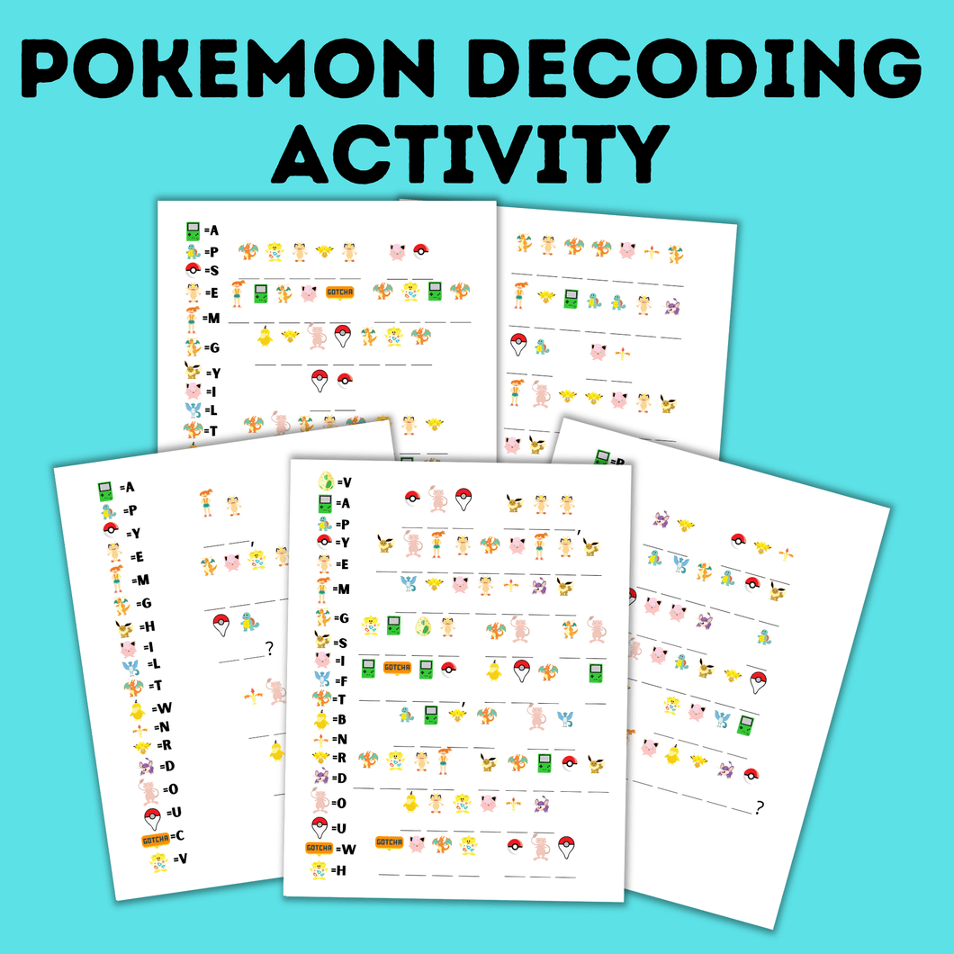 Pokemon Decoding Activity for kids
