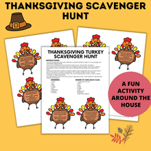 Load image into Gallery viewer, Thanksgiving Turkey Scavenger Hunt for Kids
