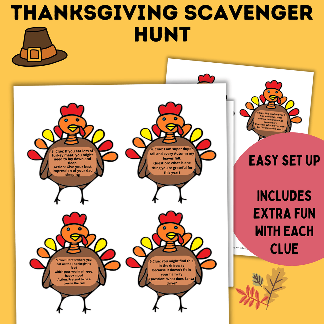 Thanksgiving Turkey Scavenger Hunt for Kids