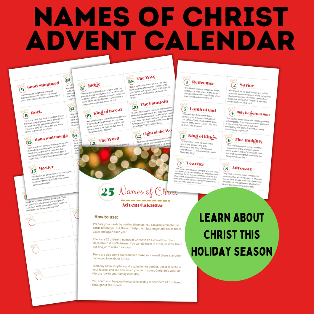 Names of Christ Advent Calendar | Christmas Advent Calendar | Christmas Countdown