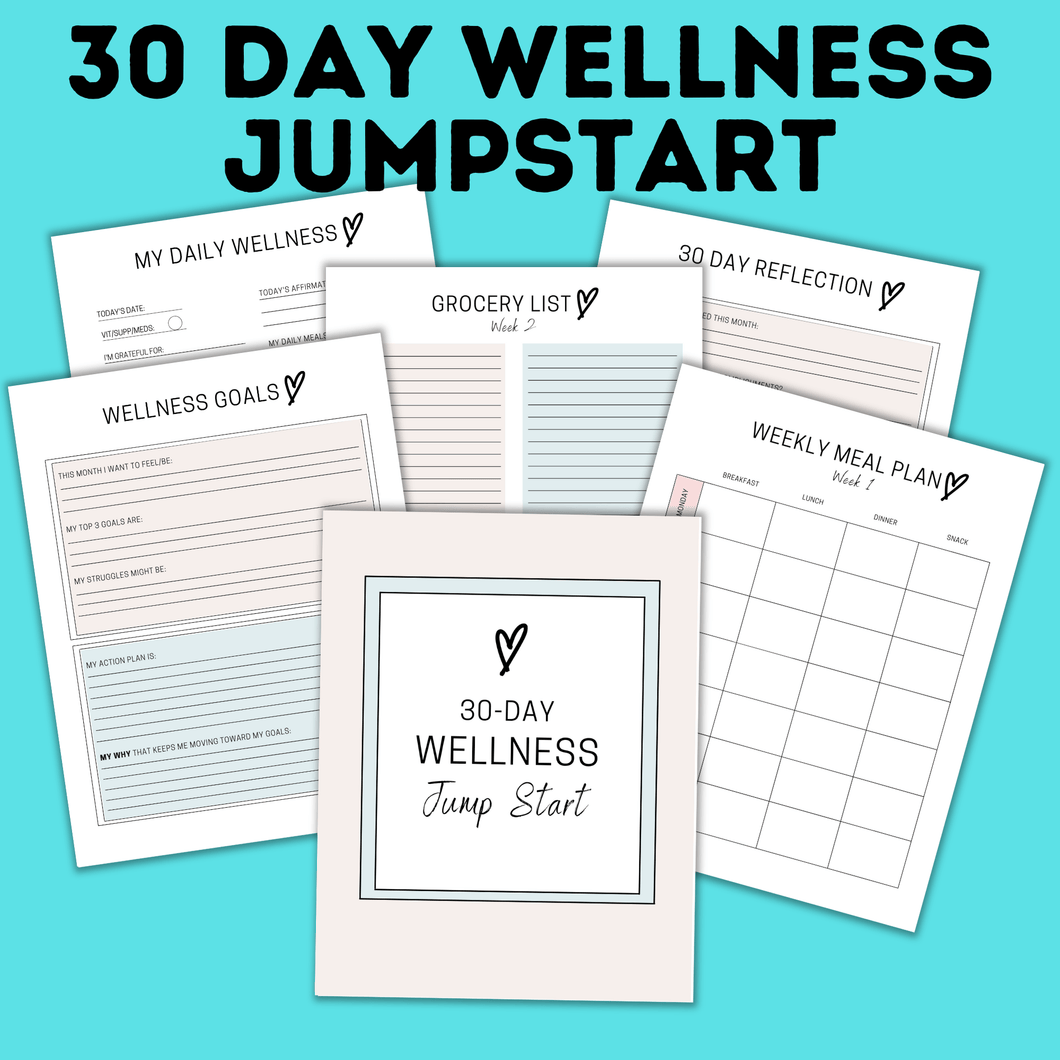 Health Planner | Fitness Tracker | 30 Day Wellness Jump Start Challenge for Moms | Wellness Planner