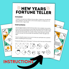 Load image into Gallery viewer, New Year&#39;s Eve Printable | New Year&#39;s Fortune Teller | Fortune Teller for Kids | Kids Activities | Printables | New Year&#39;s Eve Activities
