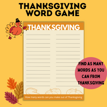 Load image into Gallery viewer, Thanksgiving Word Game
