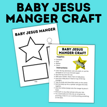 Load image into Gallery viewer, Baby Jesus in a Manger Craft Template for Kids | Christmas Craft for Kids
