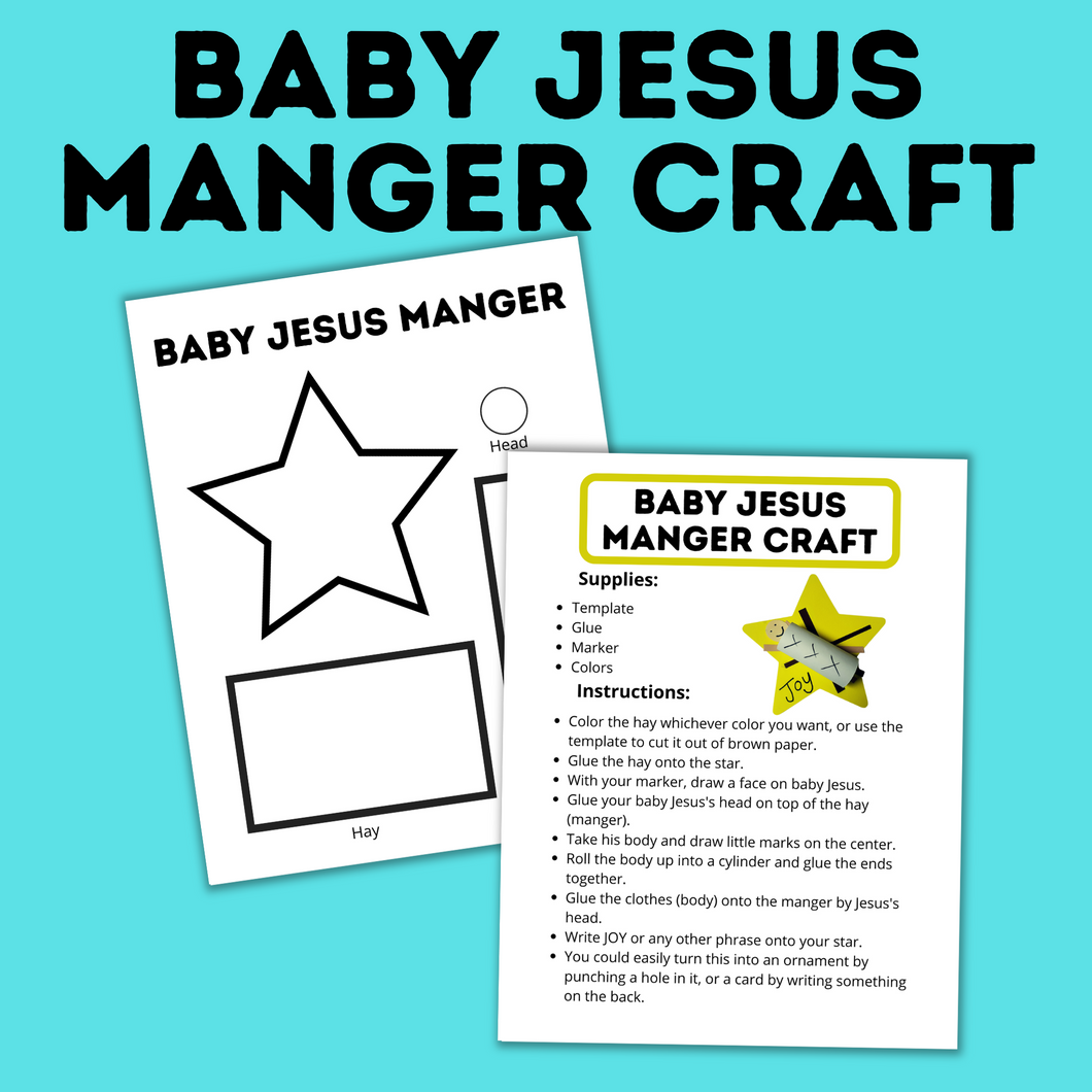 Baby Jesus in a Manger Craft Template for Kids | Christmas Craft for Kids