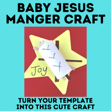 Load image into Gallery viewer, Baby Jesus in a Manger Craft Template for Kids | Christmas Craft for Kids
