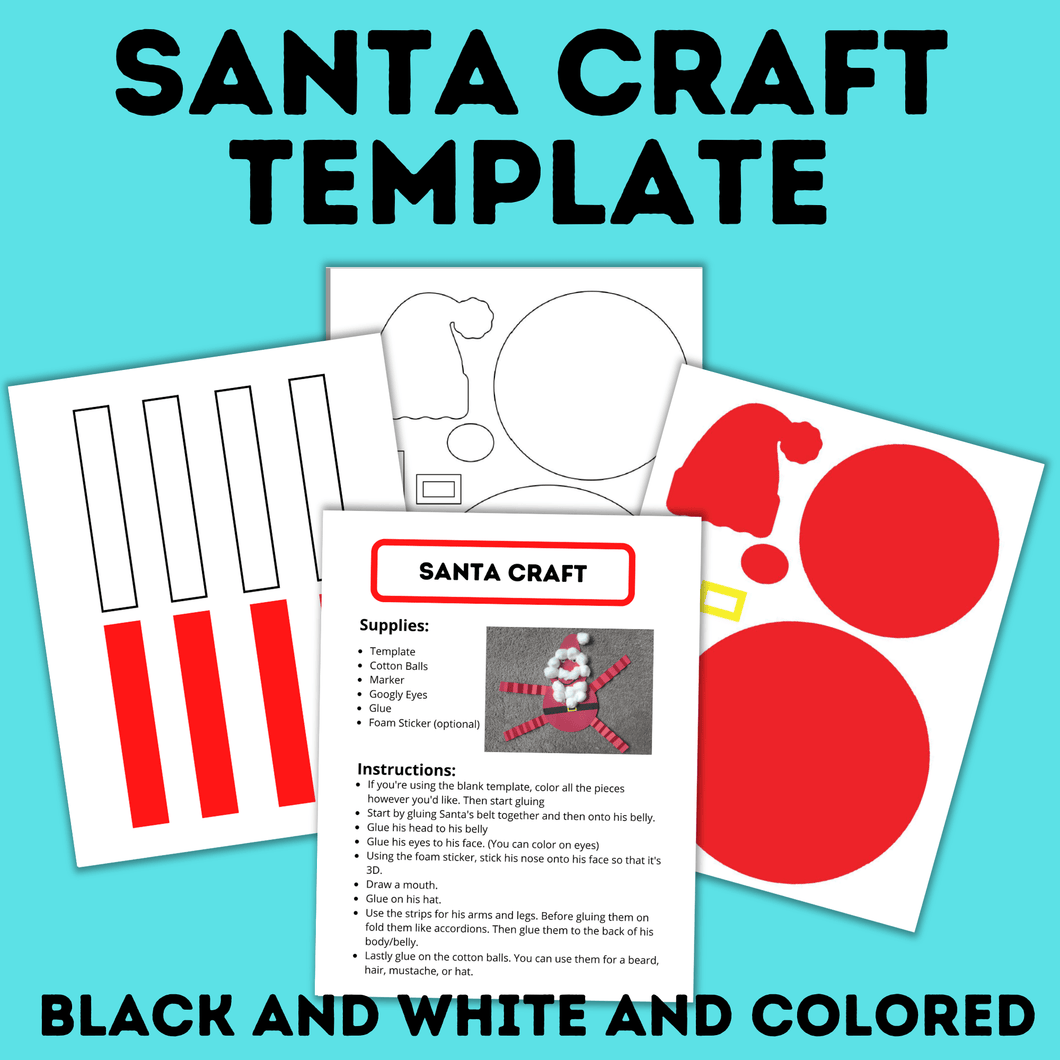 Santa Craft Template for Kids | Christmas Craft for Kids