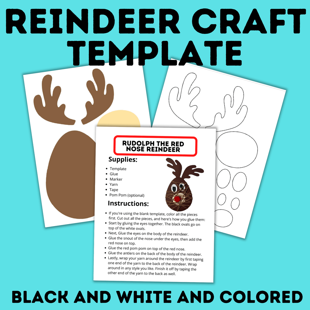 Rudolph the Red Nose Reindeer Craft Template | Christmas Craft | Reindeer Craft