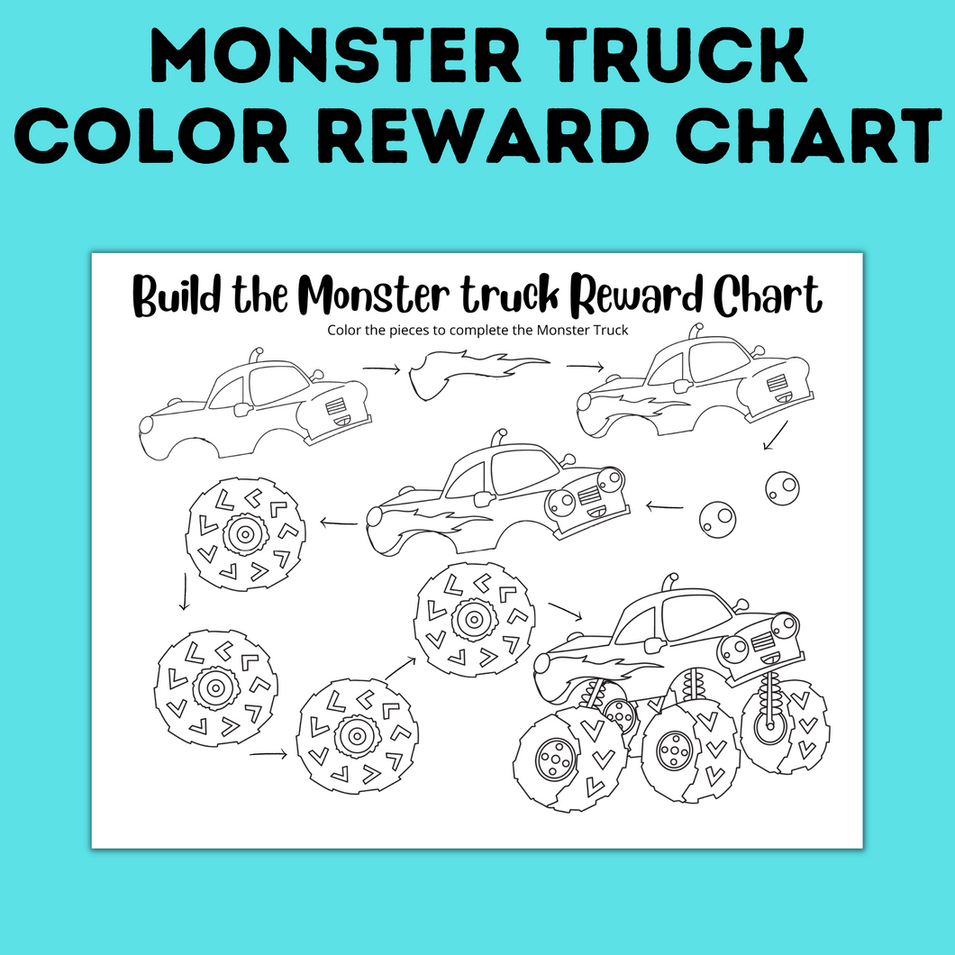 Monster Truck Color Reward Chart | Toddler Reward Chart | Car Chart | Chore Chart