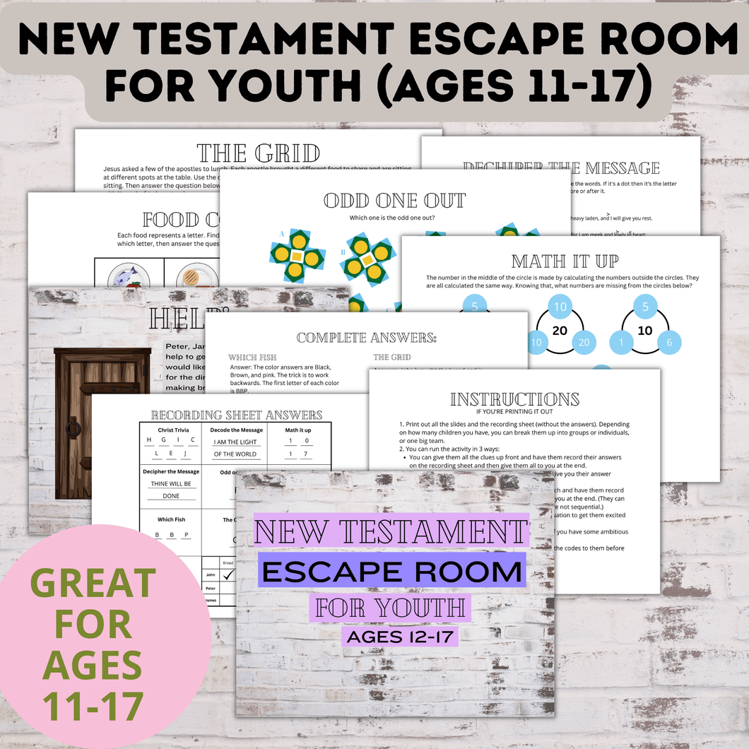 New Testament Escape Room for Youth | Youth Games | Classroom Games | Party Games | Digital Escape Room | Classroom Party | Family Games