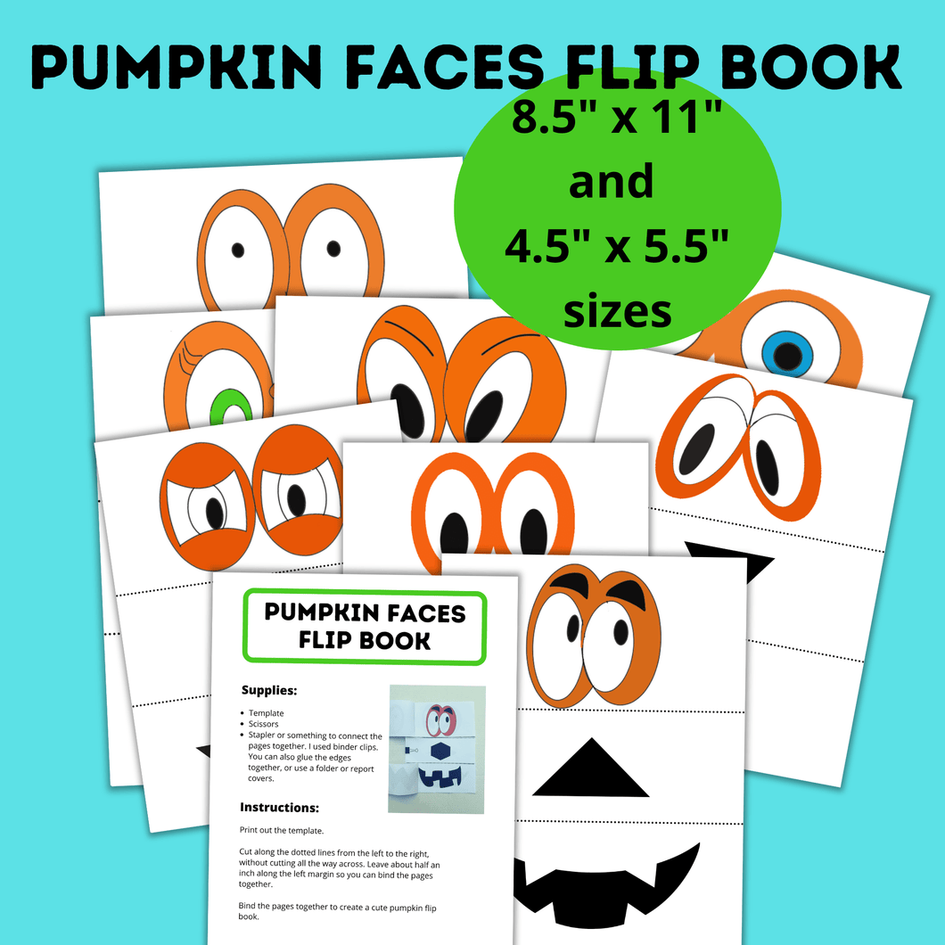 Pumpkin Face Flip Book for Kids and Toddlers for Halloween