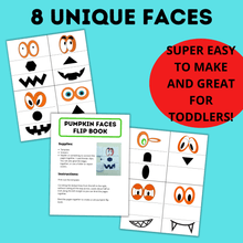 Load image into Gallery viewer, Pumpkin Face Flip Book for Kids and Toddlers for Halloween
