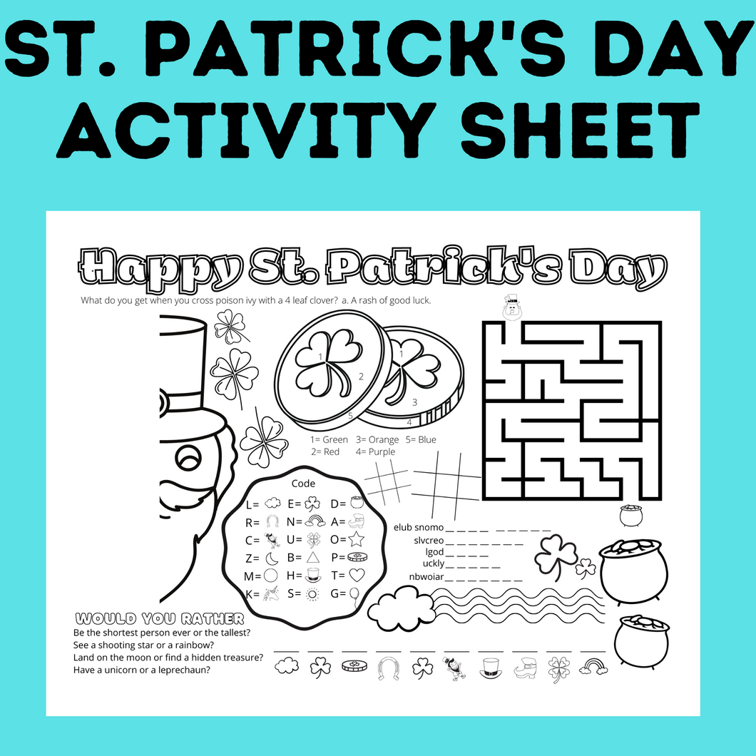 St. Patrick's Activity Page for Kids