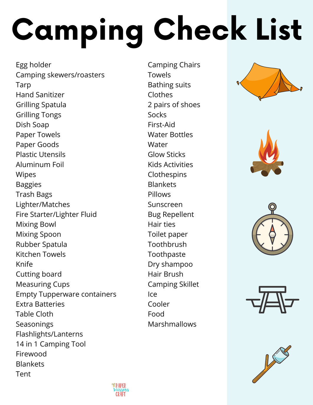 FREE Camping Check List