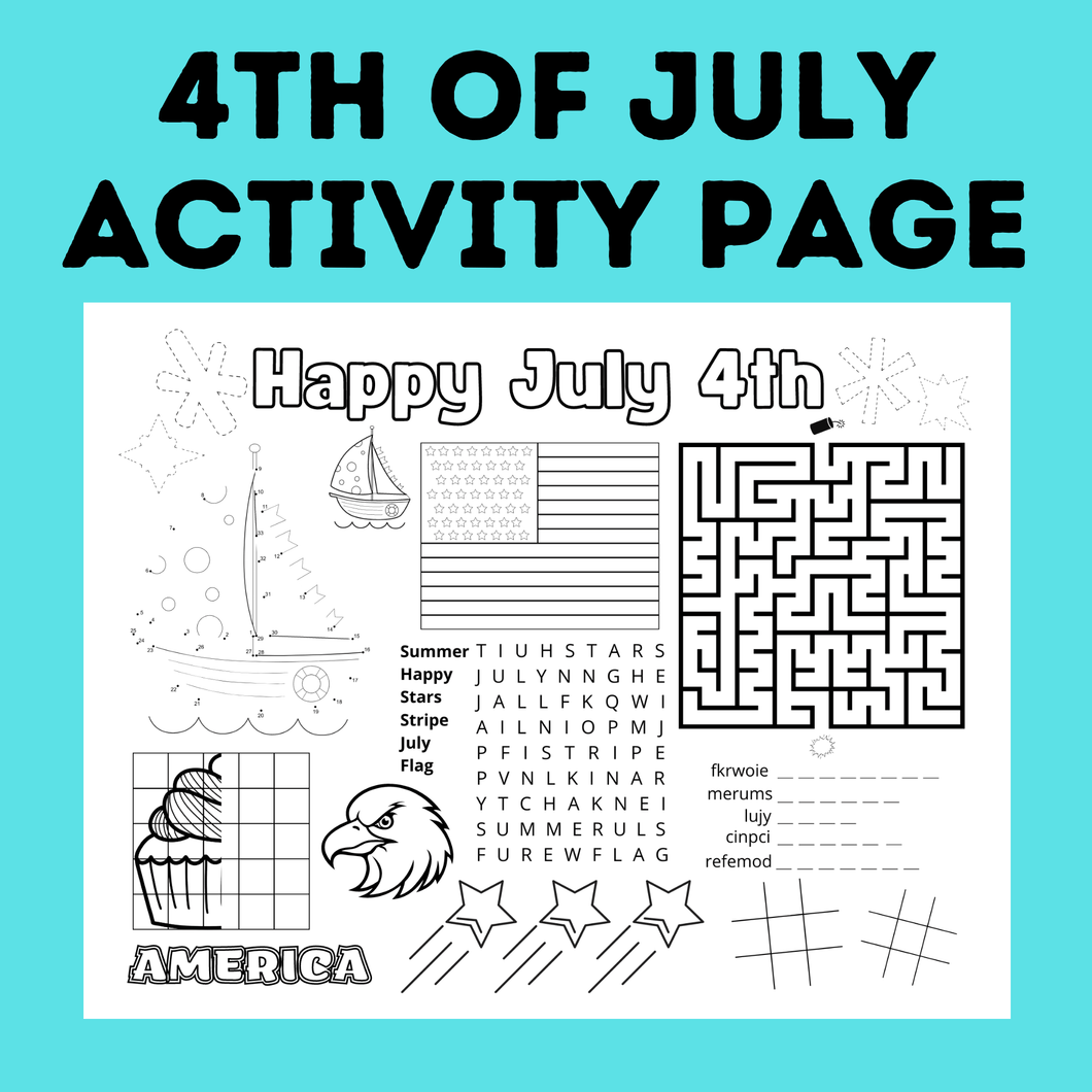 4th of July Activity Page for Kids | 4th of July Activities for Kids